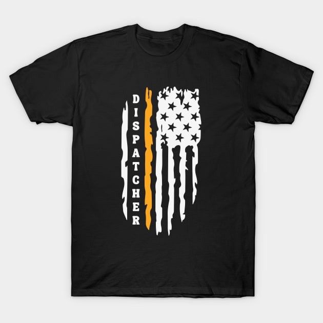 Thin Gold Line Flag Dispatcher Gift for 911 First Responder Police and Sheriff Dispatch T-Shirt by Shirts by Jamie